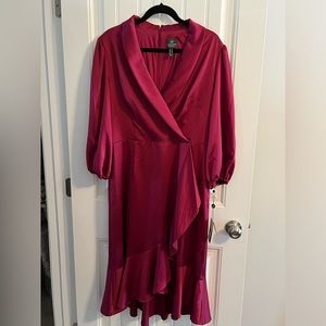 Adrianna Papell Red Plum Satin Dress 14